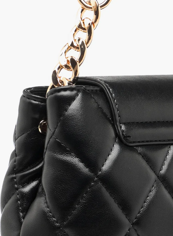 بابريكا Quilted Crossbody Bag with Detachable Chain Strap and Flap Closure