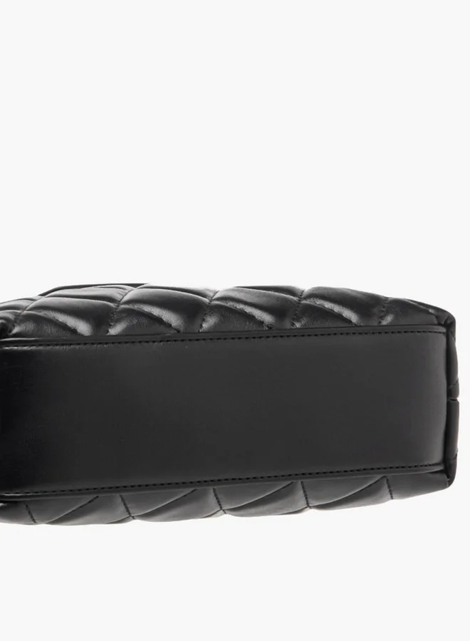 بابريكا Quilted Crossbody Bag with Detachable Chain Strap and Flap Closure