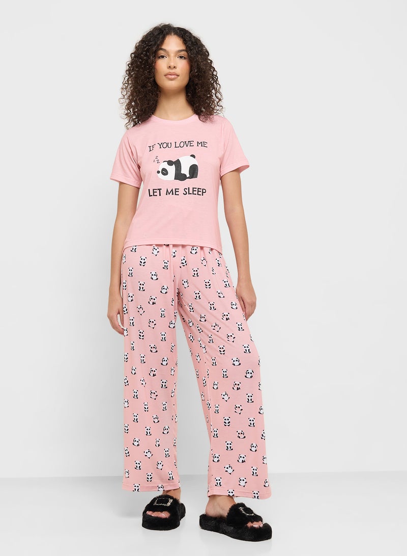 Ginger Cotton Panda Print T-Shirt & Pyjama Set  - Image 5