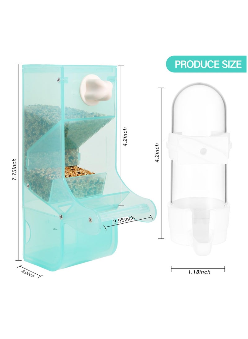 Excefore 2 Pcs Bird Water Dispenser Feeder for Cage, Automatic No Mess Bird Feeder Parakeet Feeder Waterer Cockatiel Bird Cage Accessories, Green  - Image 3