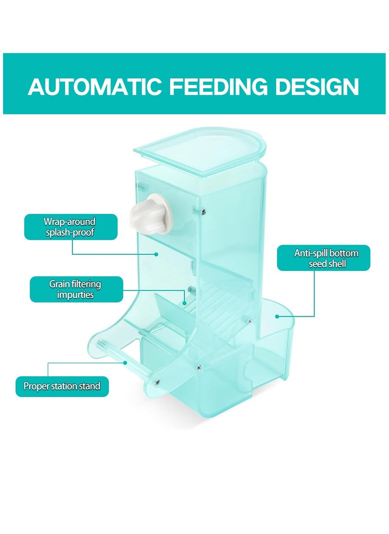 Excefore 2 Pcs Bird Water Dispenser Feeder for Cage, Automatic No Mess Bird Feeder Parakeet Feeder Waterer Cockatiel Bird Cage Accessories, Green  - Image 2
