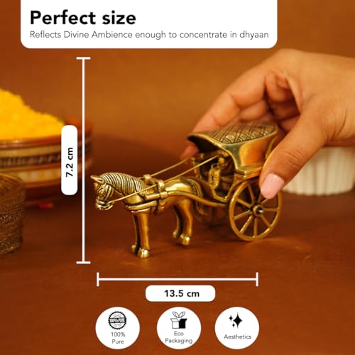 Ekhasa 100% Pure Brass Horse Cart for Home Decor | Tanga Showpiece Brass Antique Decor Item | Indian Handicrafts Artifacts for Living Room Home Decorative Items & Foreigners Gift - Image 2