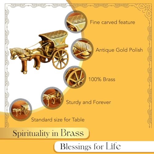 Ekhasa 100% Pure Brass Horse Cart for Home Decor | Tanga Showpiece Brass Antique Decor Item | Indian Handicrafts Artifacts for Living Room Home Decorative Items & Foreigners Gift - Image 4