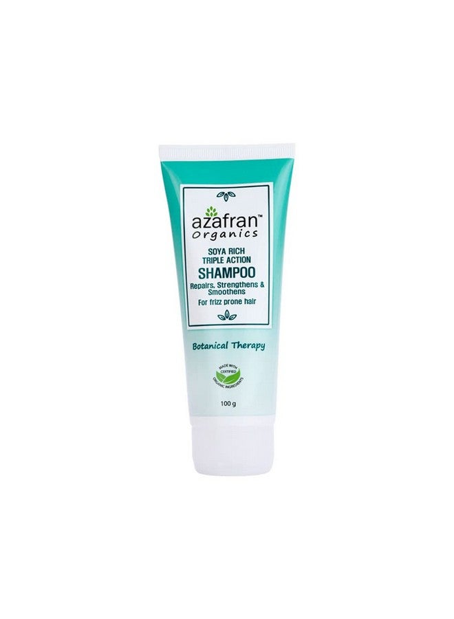 azafran Organics Intense Moisturizing Shampoo For Frizz Free And Smooth Hair Soya Rich Triple Action With Olive Butter Soy Butter & Glycerin Ideal For Dry Rough & Frizzprone Hair 100G - Image 1
