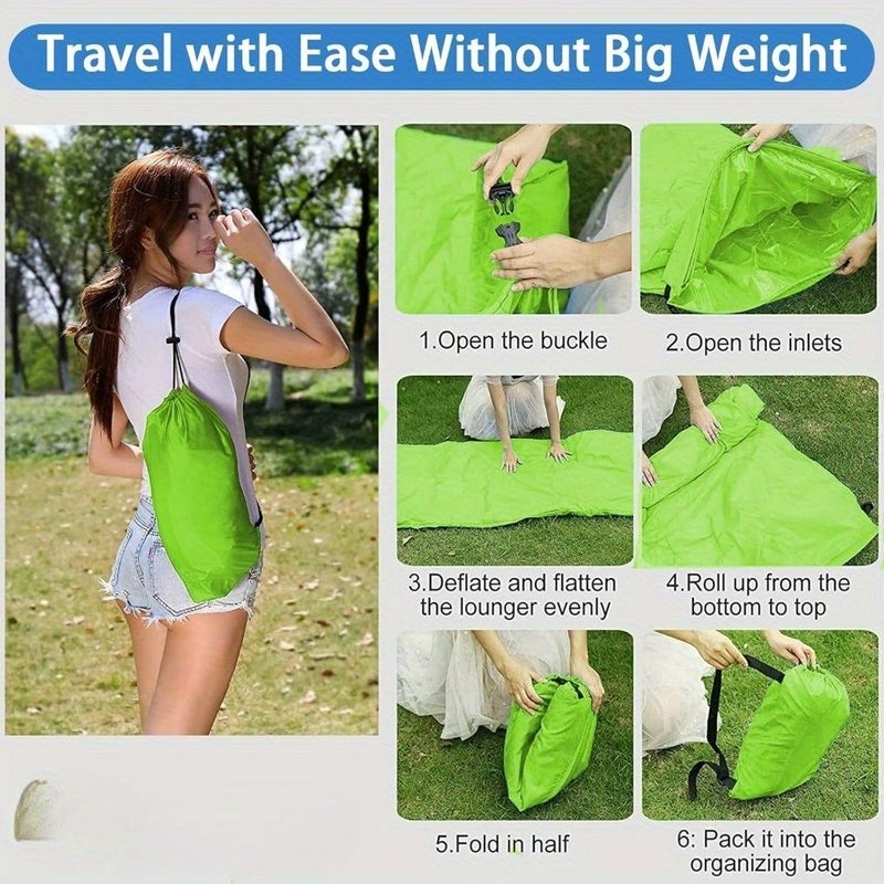 Orange Portable Air Sofa Inflatable Chair Leak Proof With Carry Bag For Travel Camping Beach - Image 5