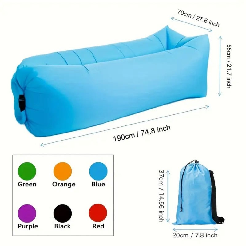 Orange Portable Air Sofa Inflatable Chair Leak Proof With Carry Bag For Travel Camping Beach - Image 4