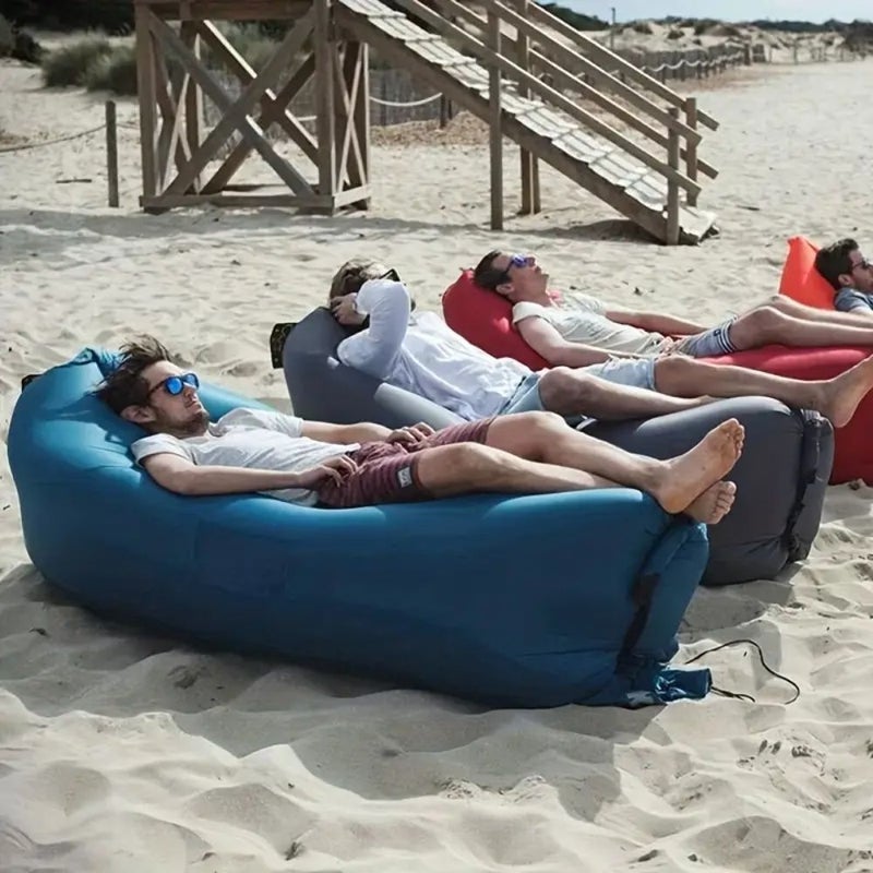 Orange Portable Air Sofa Inflatable Chair Leak Proof With Carry Bag For Travel Camping Beach - Image 1