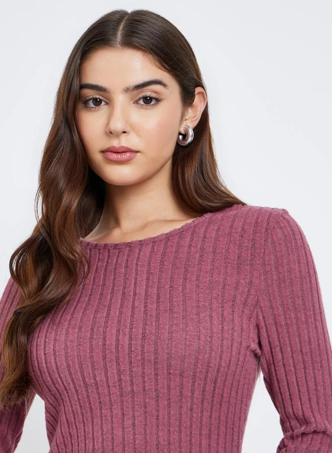 Styli Styli Pink Brushed Knit Sweater Maxi Dress