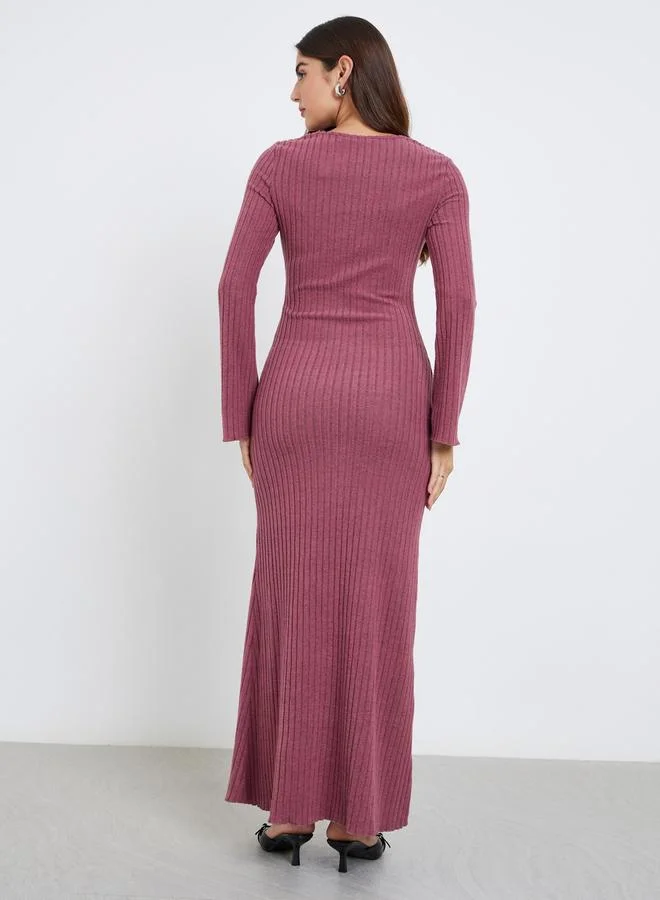 Styli Styli Pink Brushed Knit Sweater Maxi Dress