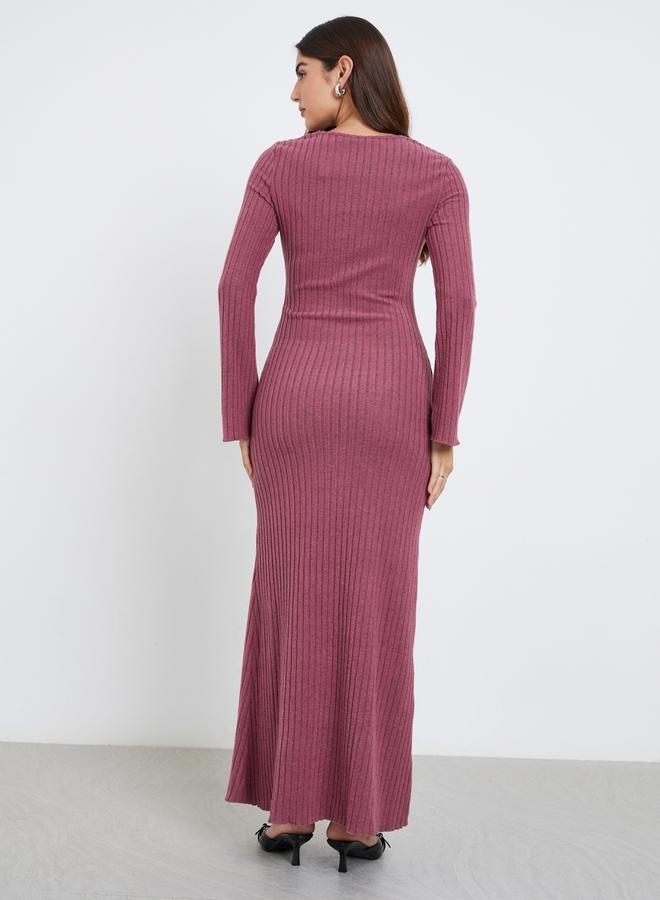Styli Pink Brushed Knit Sweater Maxi Dress - Image 5