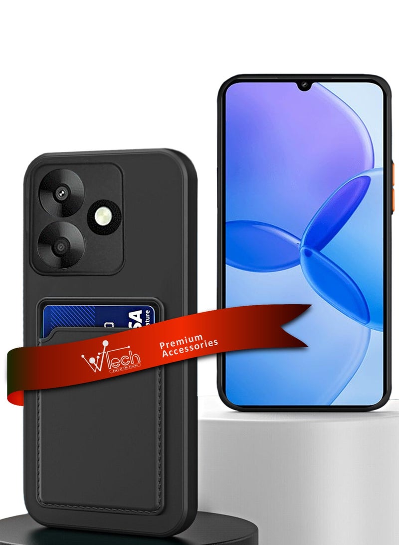Wtech Silicone TPU with Card Holder Case Cover For Xiaomi Redmi 13 4G / 5G 2024 Black - Image 1