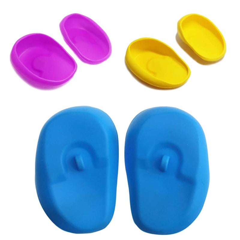 3 Pairs Reusable Soft Plastic Earmuffs Avoid Stains Silicone Ear Cover Protector Hairdressing Ear Caps Waterproof Soft Ear Cover Beauty Tool for Hair Dyeing with Baked Oil at Salon Home Use