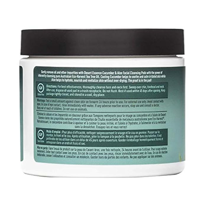 Desert Essence Cucumber & Aloe Cleansing Pads Desert Essence 50 pads Container - Image 3