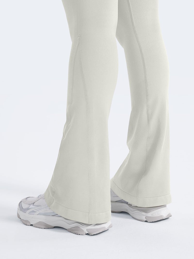 YEOREO Mini Flare Leggings Womens Workout Butt Lifting Legging Hidden Scrunch Seamless 30" Impact Lilliean Yoga Pants Feather Beige S - Image 5