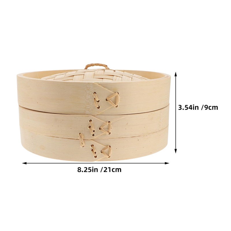 21cm Bamboo Steamer Basket with Lid for Healthy Cooking Vegetables and Dim Sum - Image 3