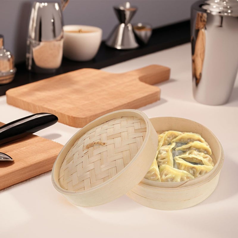 21cm Bamboo Steamer Basket with Lid for Healthy Cooking Vegetables and Dim Sum - Image 5