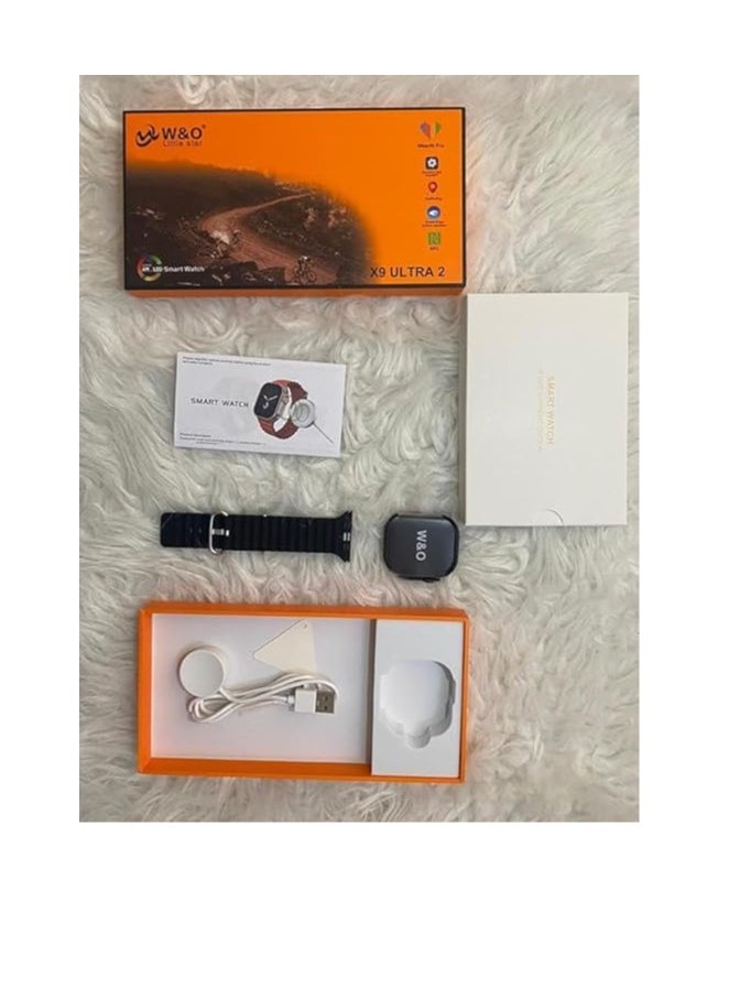 W&O - X9 ultra 2 ((Super AMOLED)) Screen Smart Watch (49mm/2.2inch) Full Screen | Space Aluminum Case | Wireless Charge (black) - Image 1