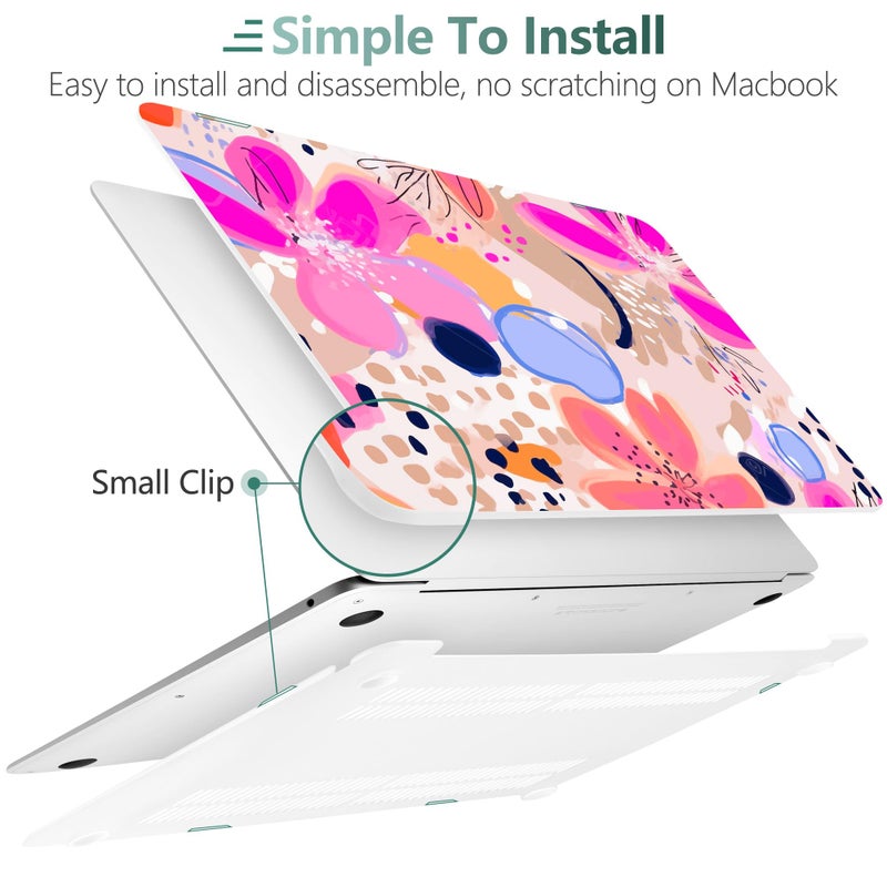 Dongke Compatible With Macbook Air 13 Inch Case 2021 2020 2019 2018 Release A2337 M1 A2179 A1932 With Retina Display & Touch Id Plastic Hard Shell & Keyboard Cover - Floral Artistic - Image 3