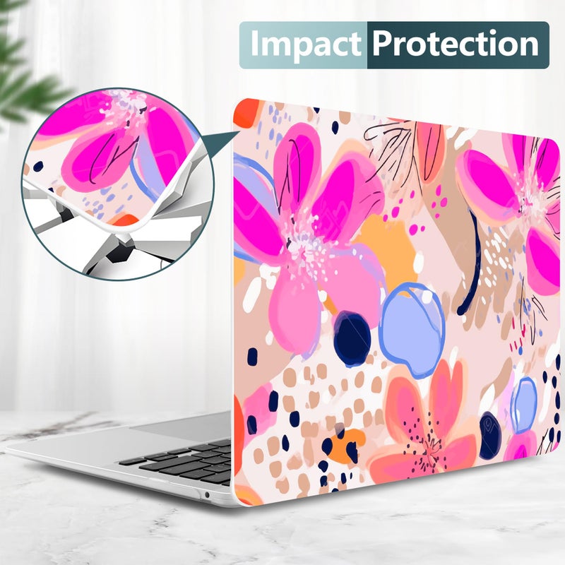 Dongke Compatible With Macbook Air 13 Inch Case 2021 2020 2019 2018 Release A2337 M1 A2179 A1932 With Retina Display & Touch Id Plastic Hard Shell & Keyboard Cover - Floral Artistic - Image 4