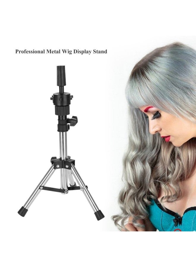 klarako Wig Stand, Adjustable Mannequin Head Support Metal Tripod Display Holder Bracket Ideal for Hairdressing Training at Home and Salon Use(Silver) - Image 1
