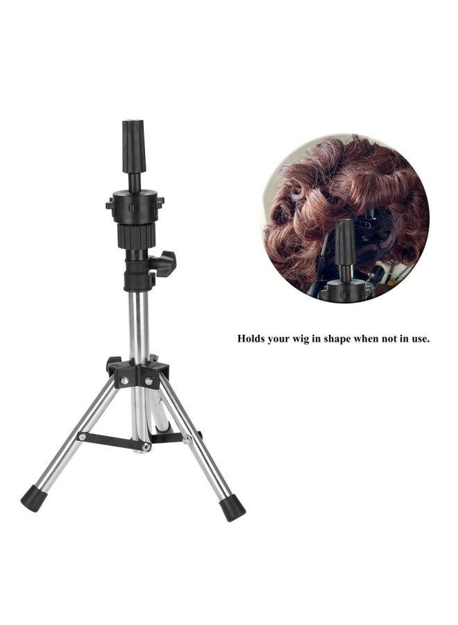 klarako Wig Stand, Adjustable Mannequin Head Support Metal Tripod Display Holder Bracket Ideal for Hairdressing Training at Home and Salon Use(Silver) - Image 2