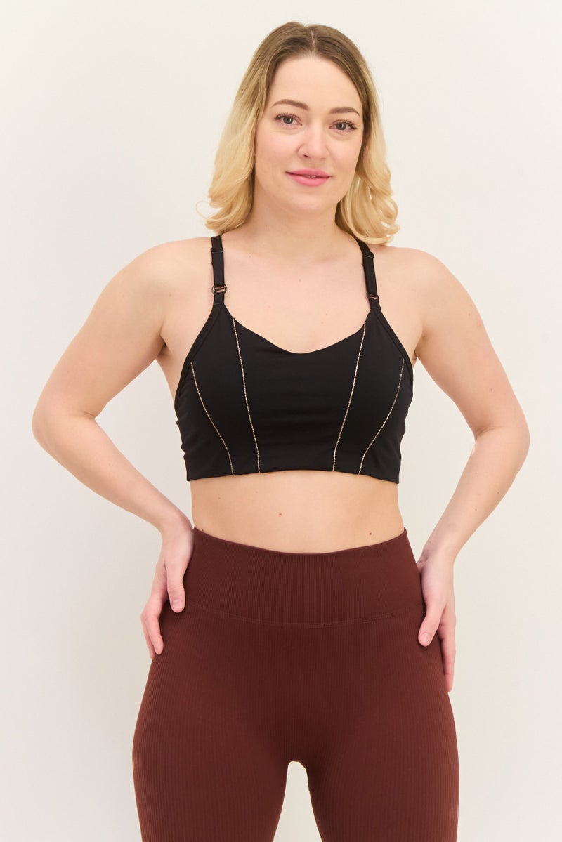 Nike Women Brand Logo Padded Sports Bra, Black - Image 1