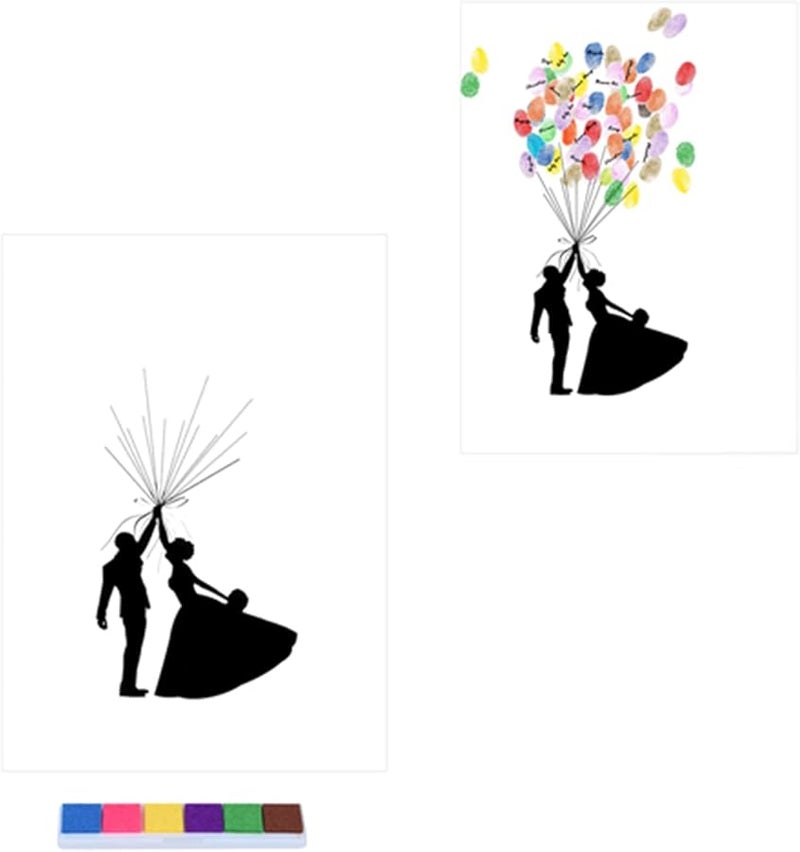 Wedding Guestbook Fingerprint Painting with Ink Pads Chemical Fiber Canvas for Home Decor - Image 4