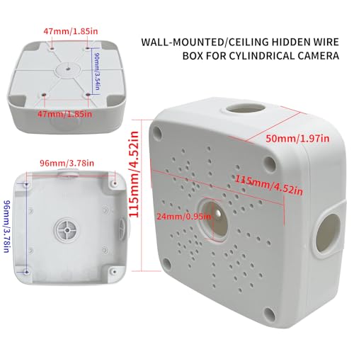 NVRTTRR Plastic Junction Box,Rainproof Dustproof, Junction Box, Universal Electrical Enclosure, Outdoor and Indoor Usage Project Box Security Camera Bracket (115 * 115 * 50mm) - Image 3