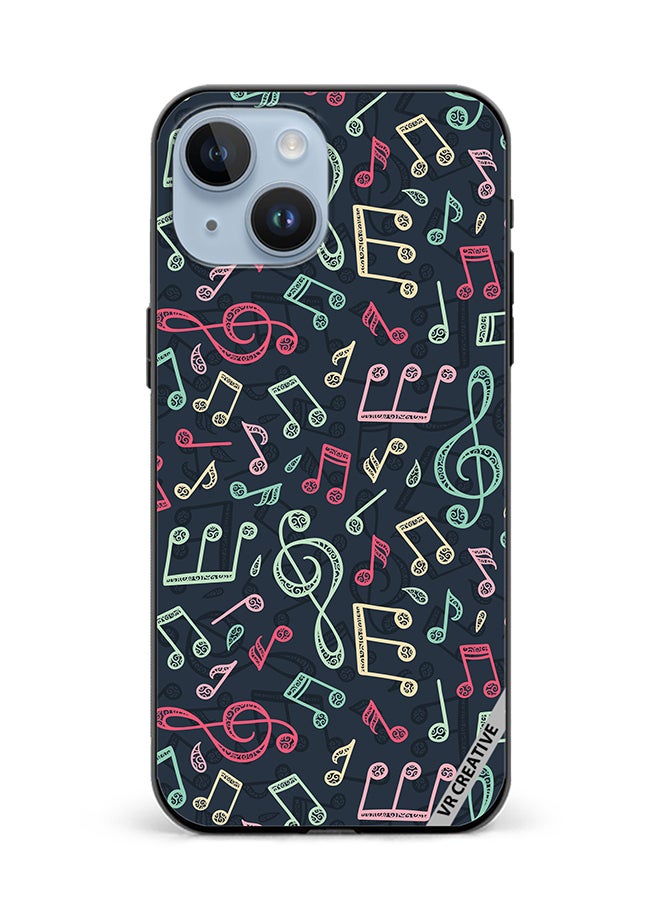 VR CREATIVE Protective Case Cover For Apple iPhone 15 Plus Music Pattern Design Multicolour - Image 1