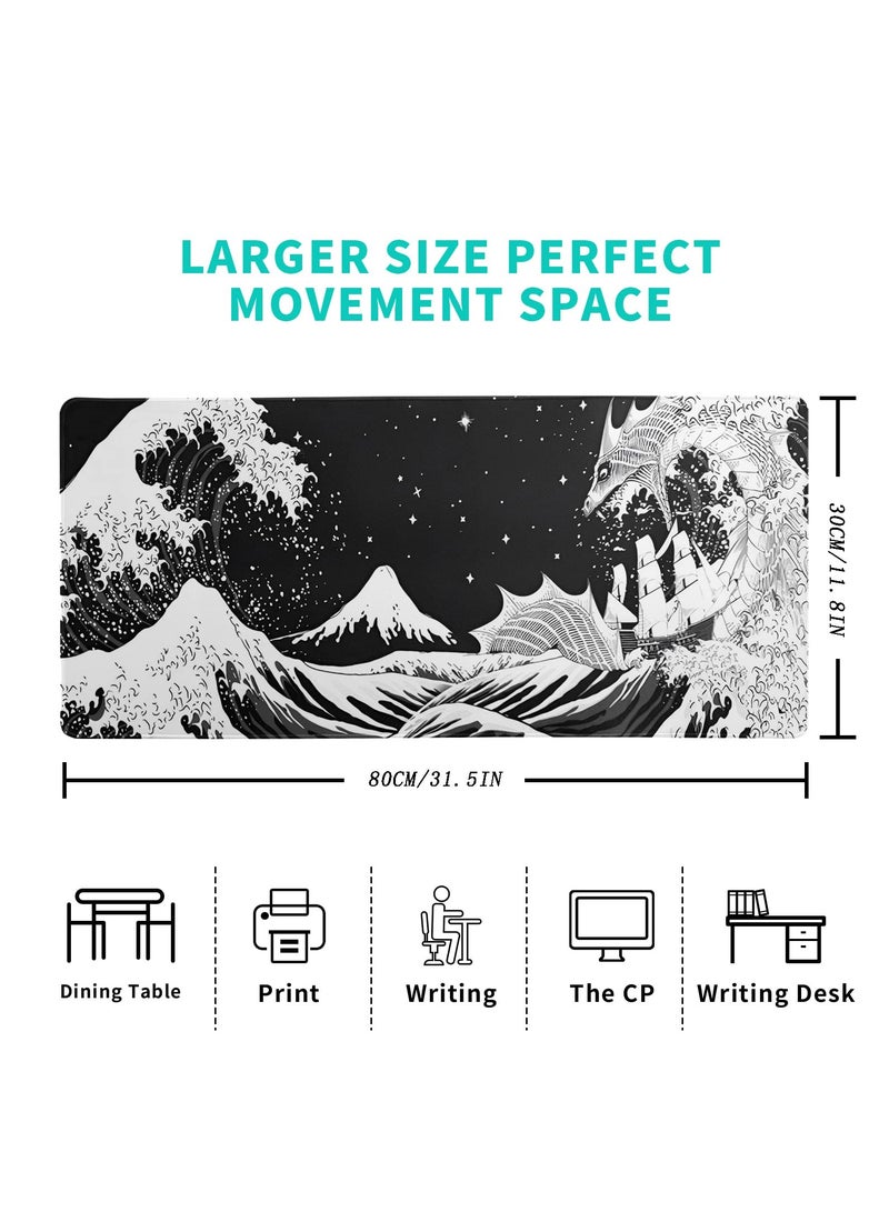Extended Gaming Mouse Pad, 31.5x11.8 Inch Large Mouse Mat Desk Pad, Long Computer Keyboard Mouse Mat Mousepad with 3mm Non-Slip Base and Stitched Edge for Work, Game, Office, Home - Image 2