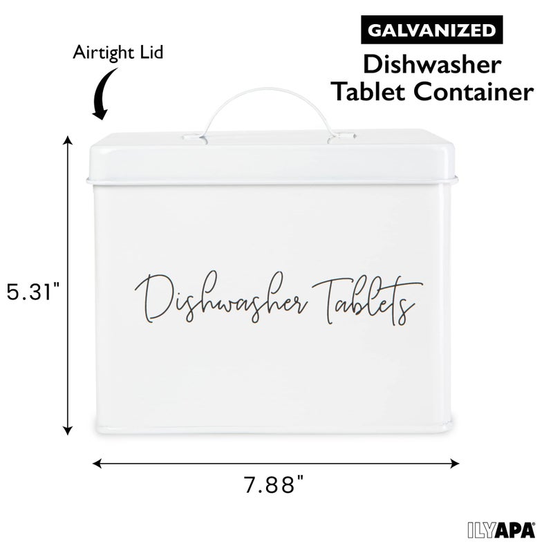 Ilyapa Ilyapa Dishwasher Pod Tablet Holder - Galvanized White Powder Coated Farmhouse Kitchen Storage Container  Dishwasher Pod Storage Container  Durable Laundry Detergent Containers for Farmhouse  - Image 2