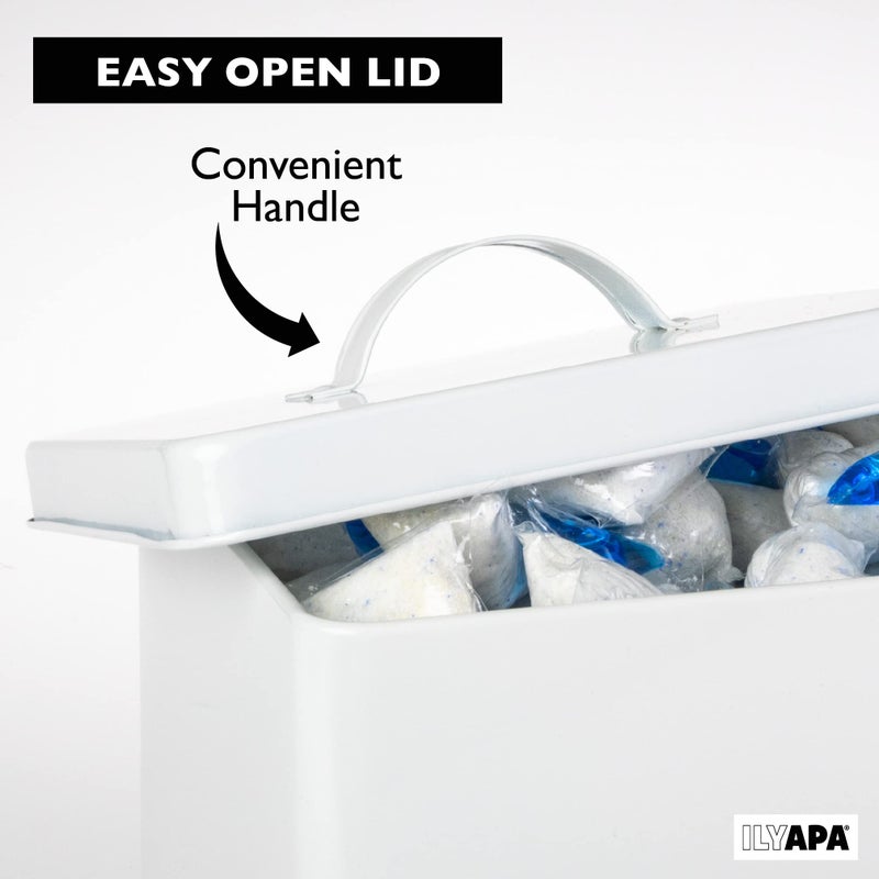 Ilyapa Ilyapa Dishwasher Pod Tablet Holder - Galvanized White Powder Coated Farmhouse Kitchen Storage Container  Dishwasher Pod Storage Container  Durable Laundry Detergent Containers for Farmhouse  - Image 5