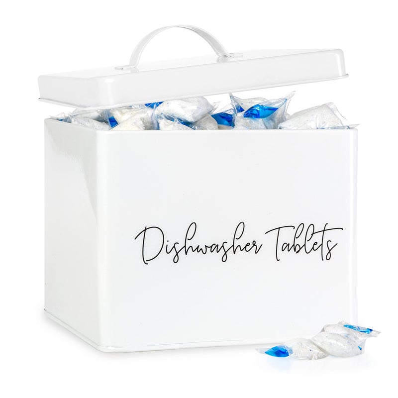 Ilyapa Ilyapa Dishwasher Pod Tablet Holder - Galvanized White Powder Coated Farmhouse Kitchen Storage Container  Dishwasher Pod Storage Container  Durable Laundry Detergent Containers for Farmhouse  - Image 1