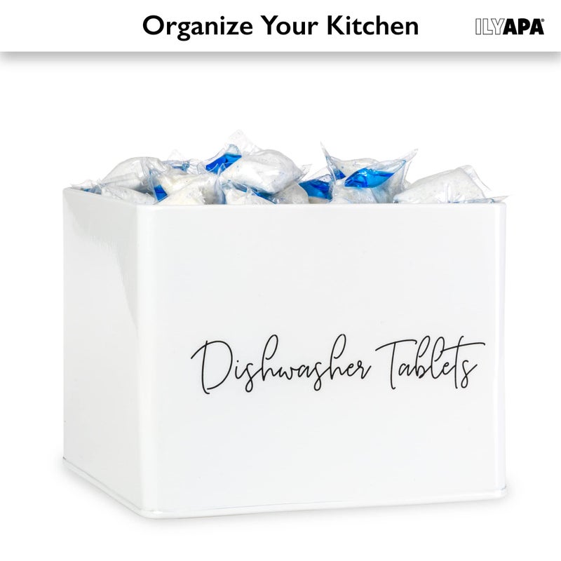 Ilyapa Ilyapa Dishwasher Pod Tablet Holder - Galvanized White Powder Coated Farmhouse Kitchen Storage Container  Dishwasher Pod Storage Container  Durable Laundry Detergent Containers for Farmhouse  - Image 3