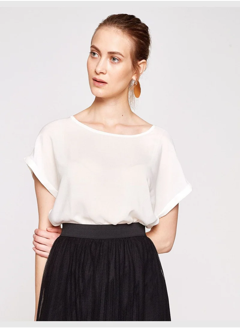 كوتون Scoop Neck Blouse