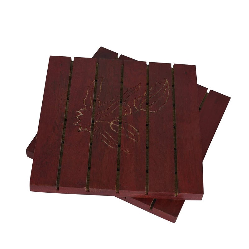 StyleMyWay Handcarved Red Wooden Trivets Set 6? x 6? - Set of 2 | Coasters for Drinks | Hot & Cold/Wooden Coaster Sets for Dining, Tea & Coffee Table | Decorative Cocktail Coasters - Image 4