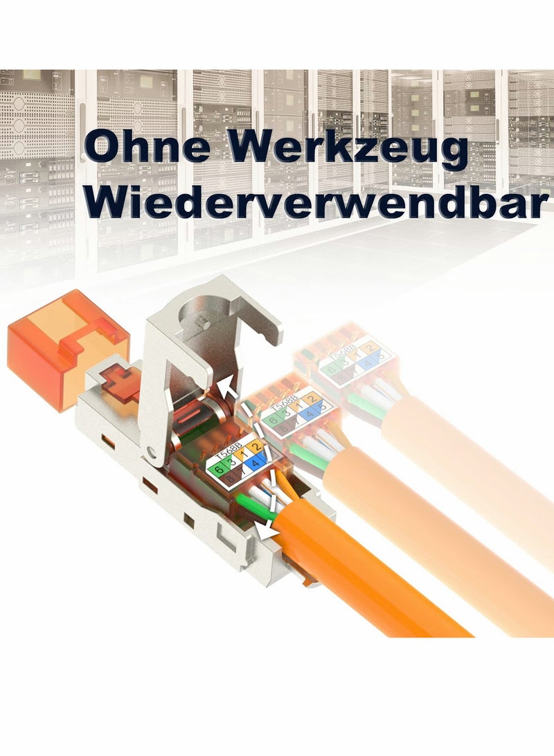 KASTWAVE RJ45 Cat7 Connector, Tool-Free Toolless RJ45 Termination Plug Reusable Shielded for Ethernet Cables 10Gbps POE (2 Pack) - Image 2