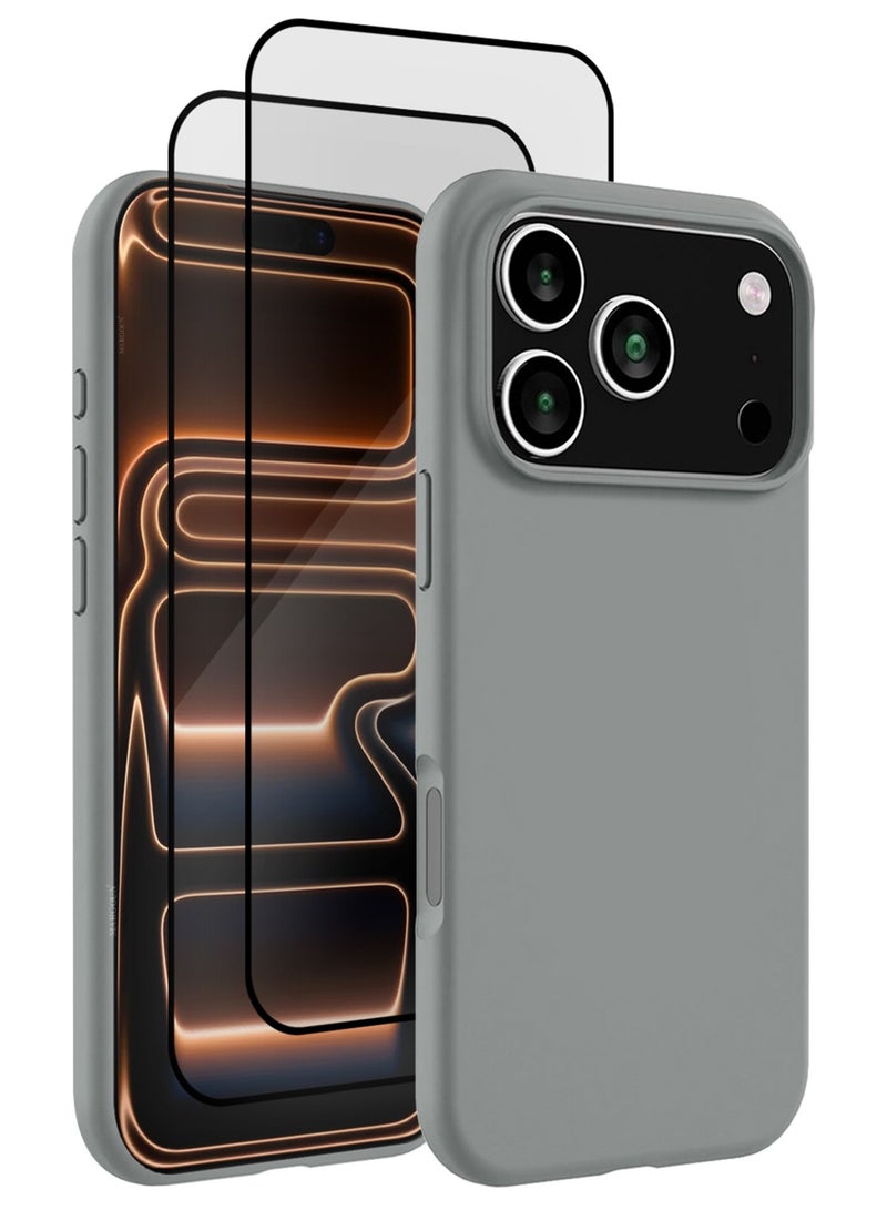 CATANES 3 Packs Silicone Protective Phone Case for iPhone 17 Pro Max - Soft Anti-Scratch Microfiber Lining Ultra Slim Drop Protection Phone Cover with Two 3D Screen Protectors - Olive Green - Image 1