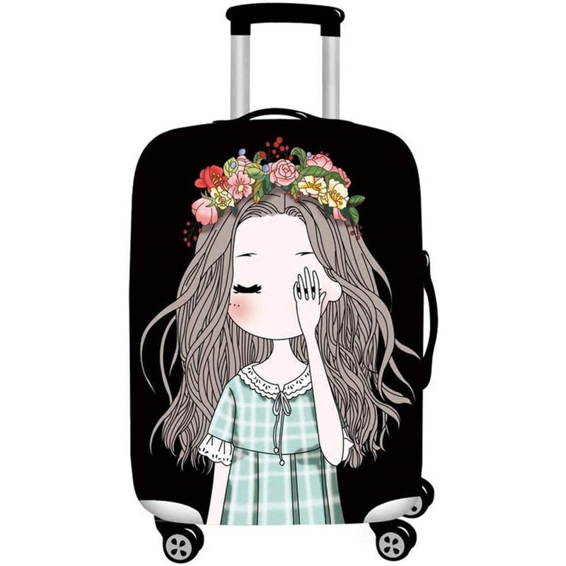 Thickened Luggage Cover, Water proof Travel Gear Luggage Protective Cover, Washable Spandex Suitcase Cover for 22"-24"luggage, Business Trip School Daily Usin M, Shy Girl - Image 1