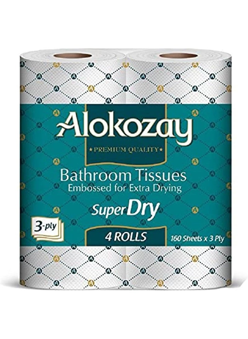 Alokozay Bathroom Tissues 160 Sheets 3 Ply 4 Rolls - Image 1