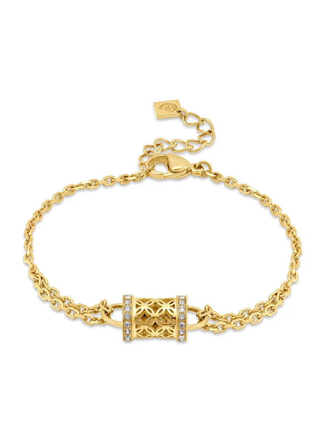 شيروتي 1881 Elettra Double-Chain Gold Bracelet with Crystal Charm for Women