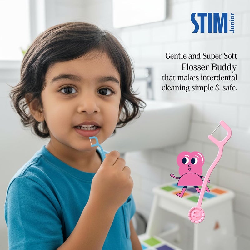 STIM Junior Kids Toothbrush | 3–10 Years | Ultra-Soft Bristles for Gentle Cleaning | Thumb Grip Handle & Tongue Scraper | Perfectly Sized for Independent Brushing | Dentist Recommended | (2 Brushes) - Image 4