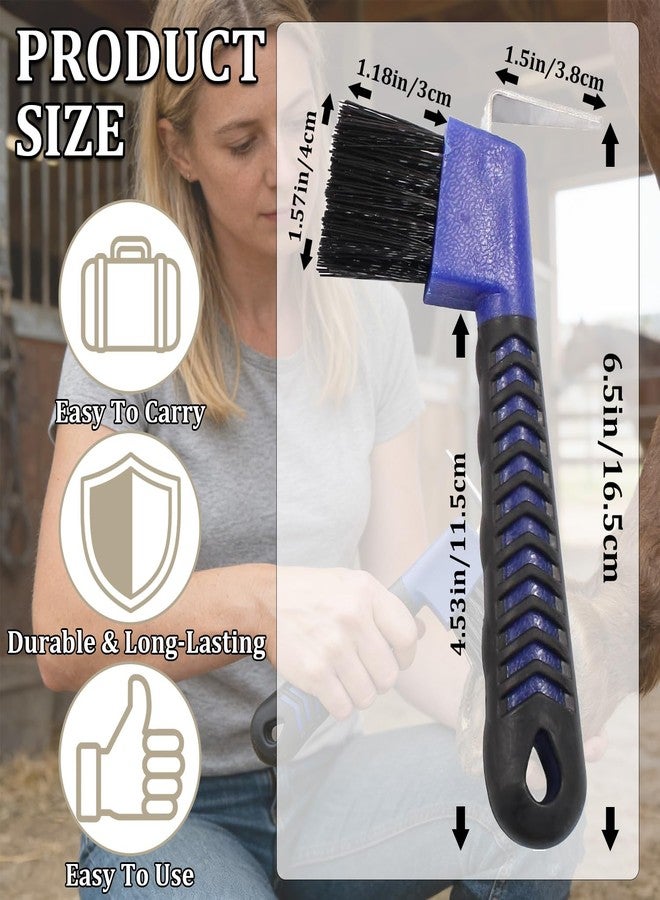 Youven 3 Pcs Horse Hoof Pick with Brush, 2-in-1 Hoof Pick for Horses with Soft Grip Rubber Handle, Grooming Brush Tool for Horse Grooming Supplies(Red&Purple&Blue) - Image 2