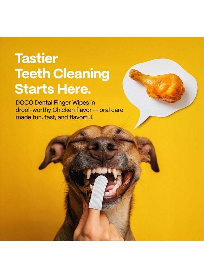 دوكو مناديل تنظيف أسنان الكلاب بنكهة الدجاج، 50 منديلًا لتنظيف أصابع الأسنان للكلاب والقطط، مزيلة للبلاك والجير، تمنح نفسًا منعشًا، بدون شطف، مجموعة تنظيف أسنان الحيوانات الأليفة سهلة وفعالة للعناية بالفم - Image 2