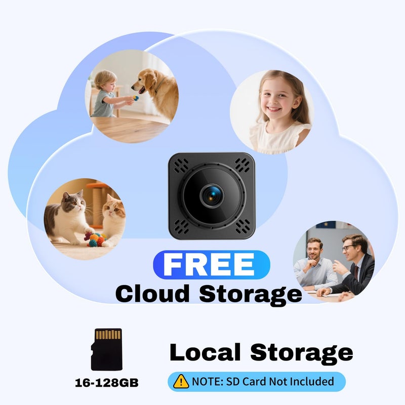 Shibet Mini Camera, Nanny Cam for Home Security, 2K Wireless WiFi Camera with Free Cloud & No WiFi Needed, Motion Detection & Night Vision for Nanny/Baby Monitor/Pet - Image 3