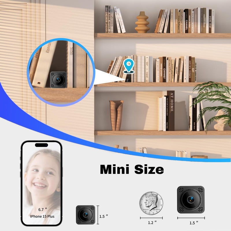 Shibet Mini Camera, Nanny Cam for Home Security, 2K Wireless WiFi Camera with Free Cloud & No WiFi Needed, Motion Detection & Night Vision for Nanny/Baby Monitor/Pet - Image 2