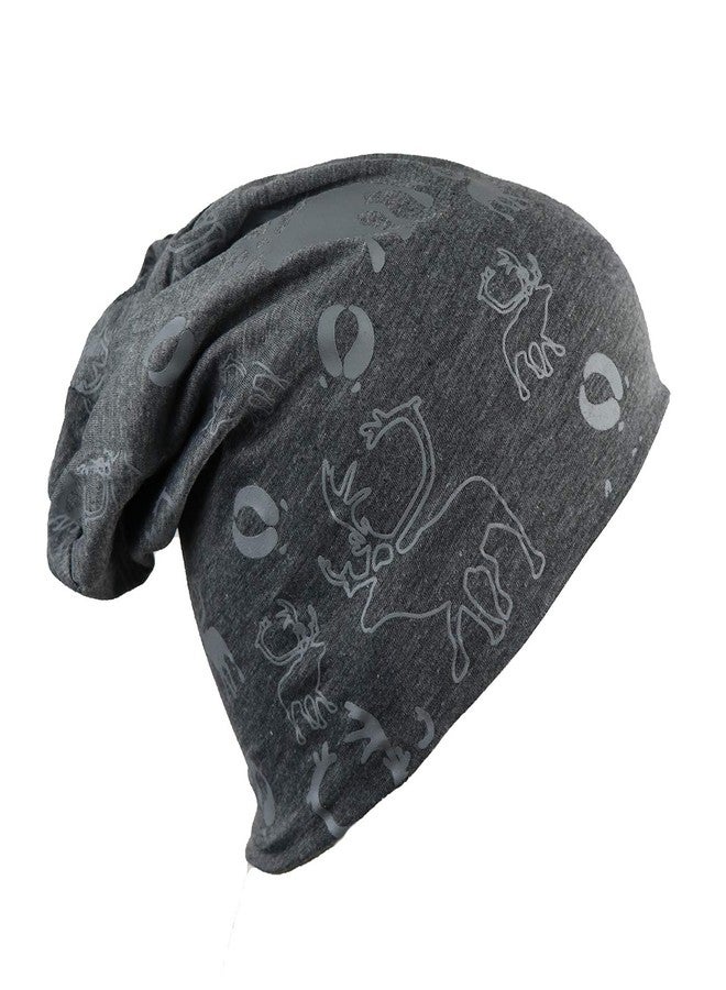 iSWEVEN Baggy Skull Cap Thin Cotton Stretch Beanie Summer Sprort Hat Chemo Cap for Women Men Grey - Image 3