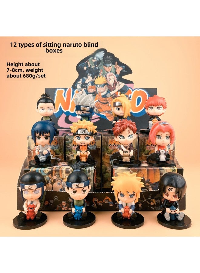 Naruto Hand-made Blind Box Sasuke Broadsword Kakashi Uchiha Mustela Storm Water Gate Model-Color:12 Generations Of Naruto Boxes In A Random Box