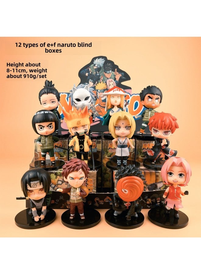 Naruto Hand-made Blind Box Sasuke Broadsword Kakashi Uchiha Mustela Storm Water Gate Model-Color:12 Generations Of Naruto Boxes In A Random Box
