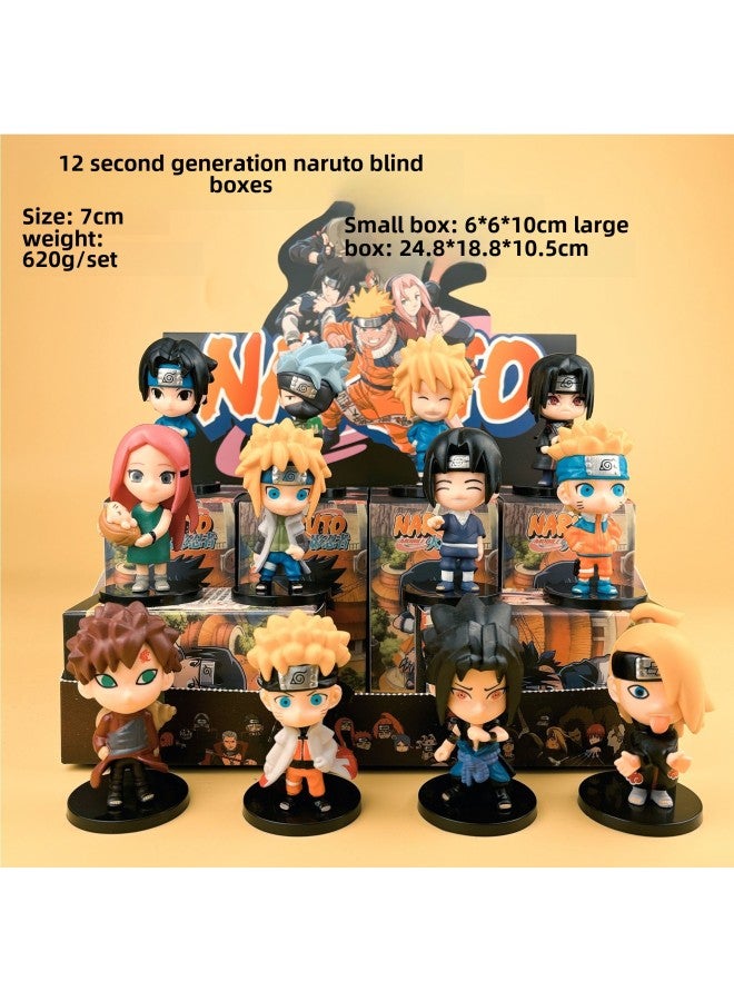Naruto Hand-made Blind Box Sasuke Broadsword Kakashi Uchiha Mustela Storm Water Gate Model-Color:12 Generations Of Naruto Boxes In A Random Box
